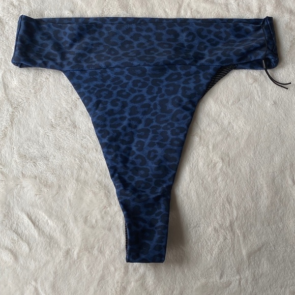 New! Acacia Mateo bikini bottom leopard animal print blue Amur 19790 - Picture 6 of 13